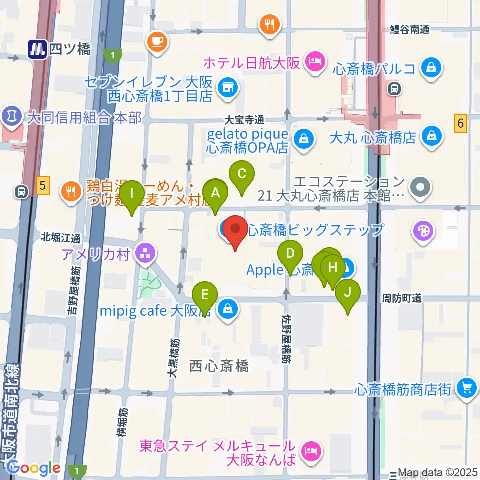 心斎橋BIGCAT周辺の駐車場・コインパーキング一覧地図