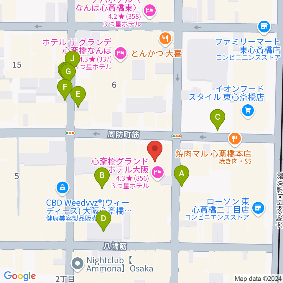 心斎橋ジャニス周辺の駐車場・コインパーキング一覧地図