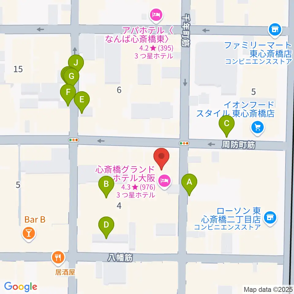 心斎橋ジャニス周辺の駐車場・コインパーキング一覧地図