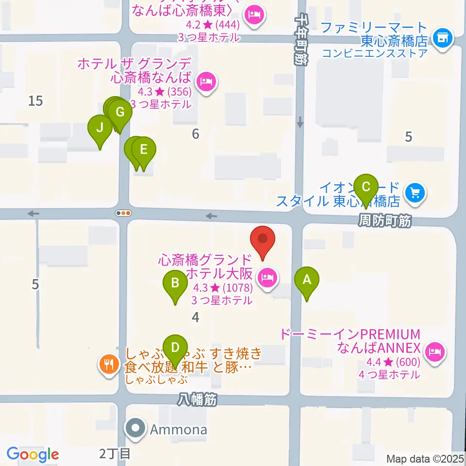 心斎橋ジャニス周辺の駐車場・コインパーキング一覧地図