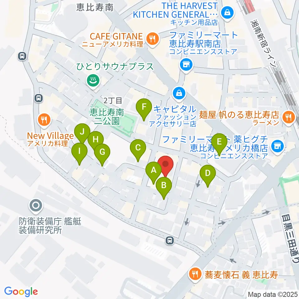 恵比寿ヒルサイドスタジオ周辺の駐車場・コインパーキング一覧地図