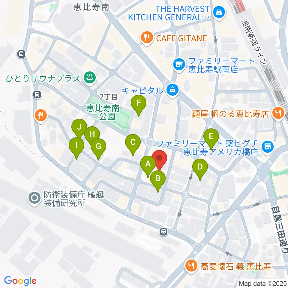 恵比寿ヒルサイドスタジオ周辺の駐車場・コインパーキング一覧地図