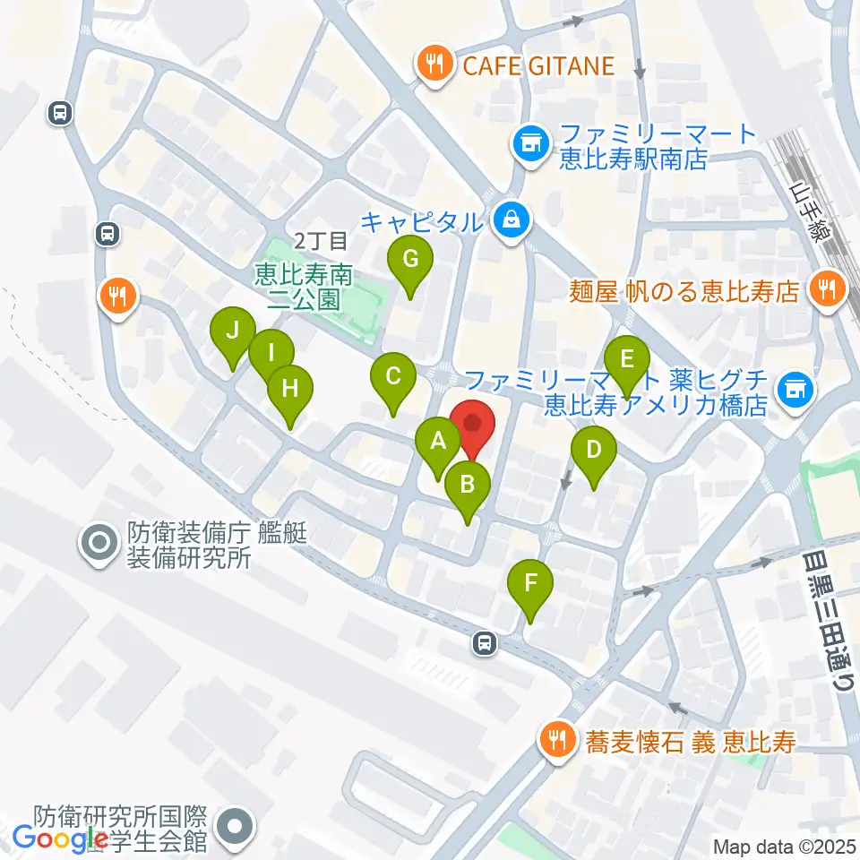 恵比寿ヒルサイドスタジオ周辺の駐車場・コインパーキング一覧地図