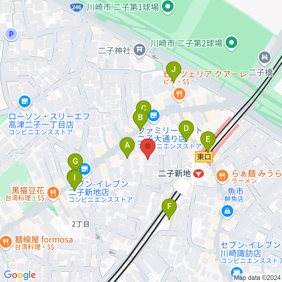 Iorana Music 二子新地周辺の駐車場・コインパーキング一覧地図