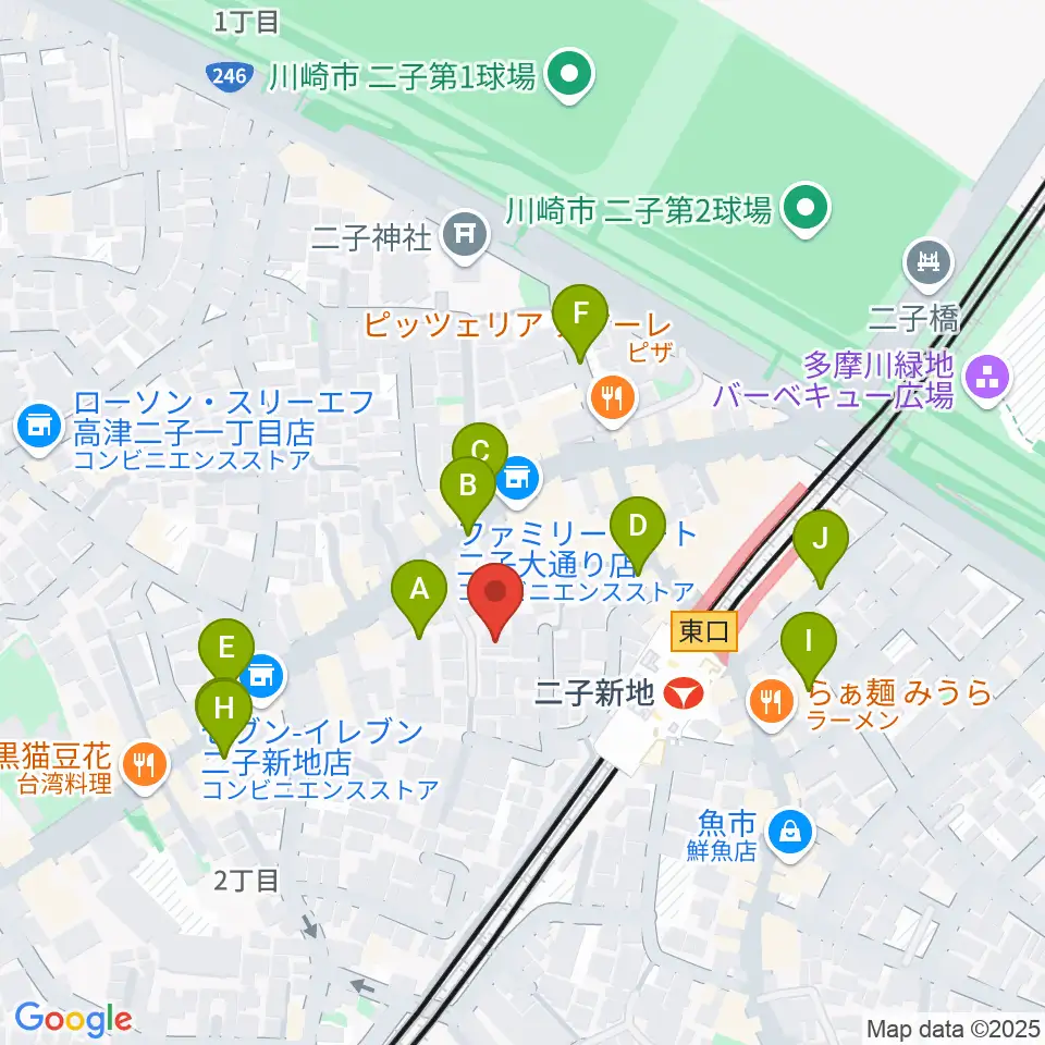 Iorana Music 二子新地周辺の駐車場・コインパーキング一覧地図
