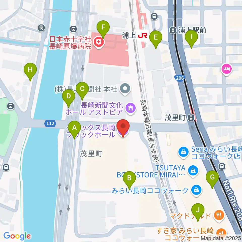 ベネックス長崎ブリックホール周辺の駐車場・コインパーキング一覧地図