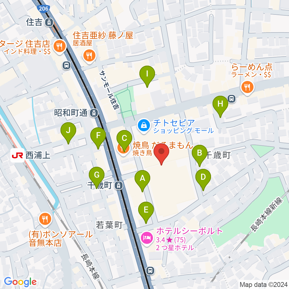 長崎市チトセピアホール周辺の駐車場・コインパーキング一覧地図