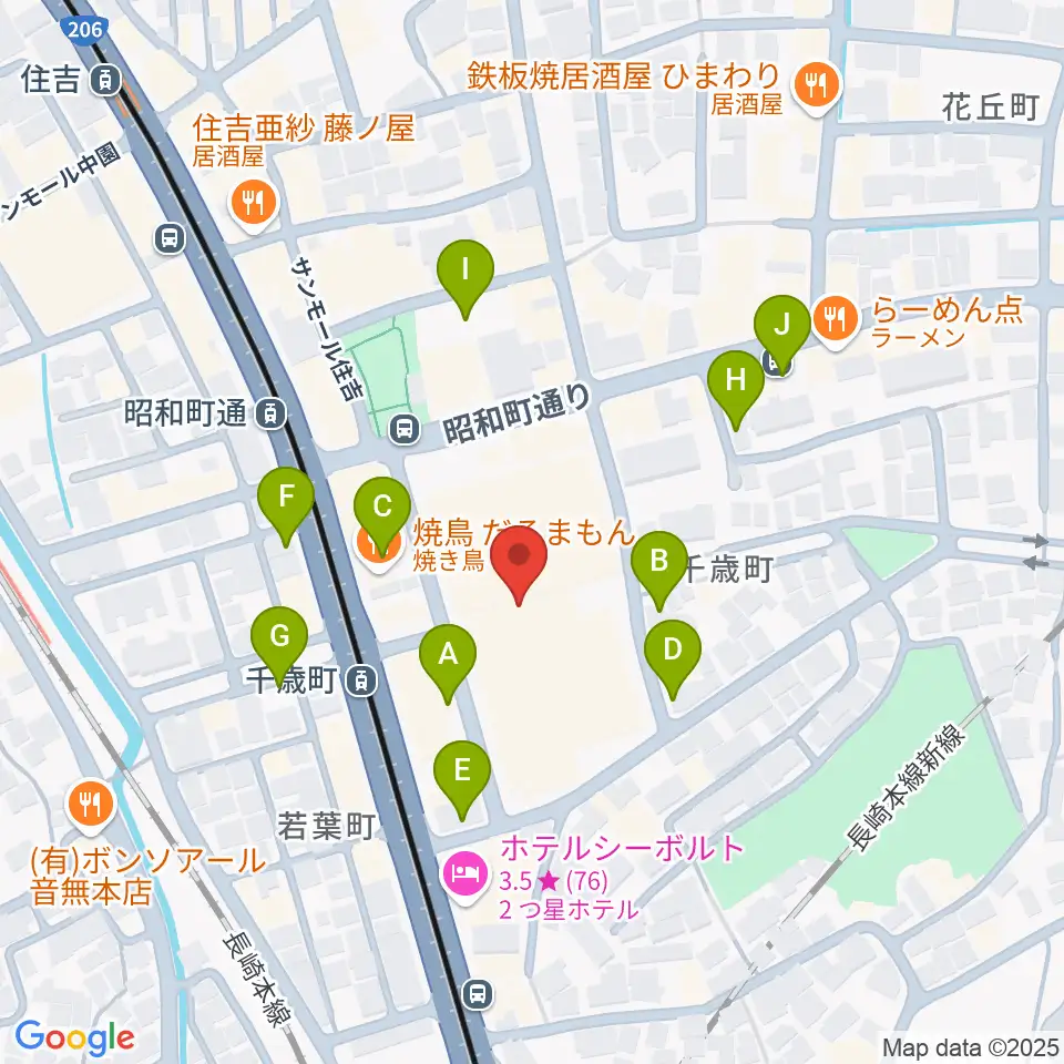 長崎市チトセピアホール周辺の駐車場・コインパーキング一覧地図