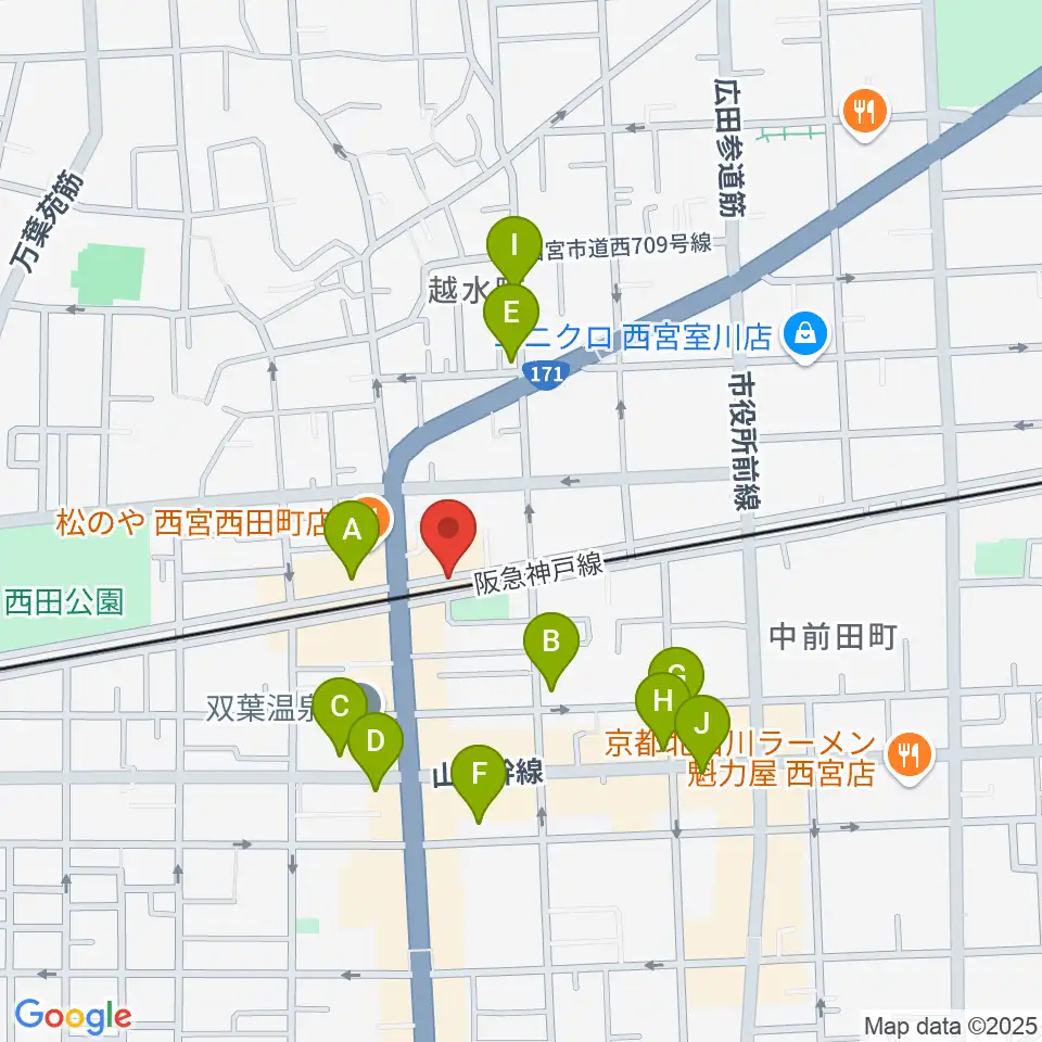 西宮モンジャクシン周辺の駐車場・コインパーキング一覧地図