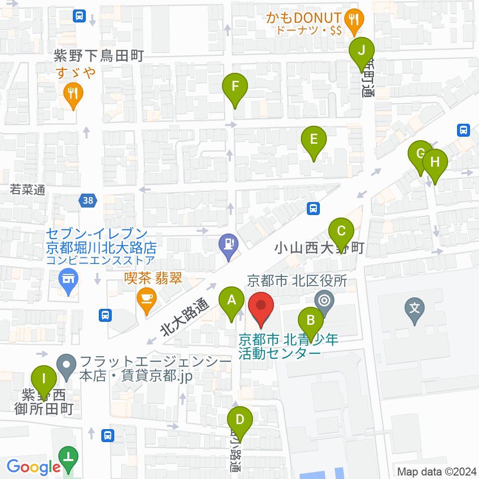 京都市北青少年活動センター周辺の駐車場・コインパーキング一覧地図