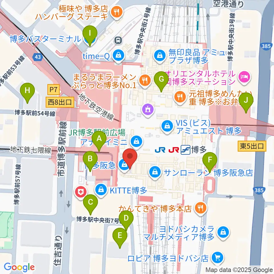 JR九州ホール周辺の駐車場・コインパーキング一覧地図
