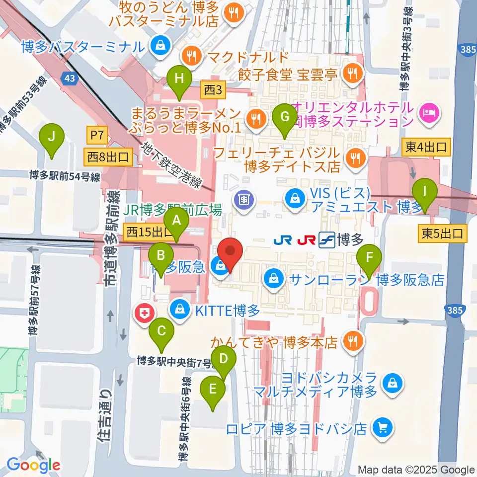 JR九州ホール周辺の駐車場・コインパーキング一覧地図