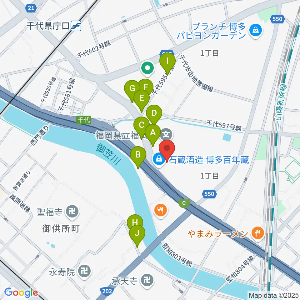 石蔵酒造 博多百年蔵周辺の駐車場・コインパーキング一覧地図
