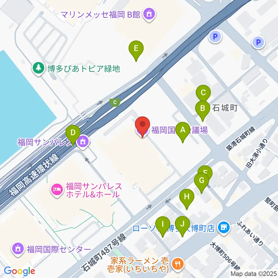 福岡国際会議場メインホール 周辺の駐車場・コインパーキング一覧マップ