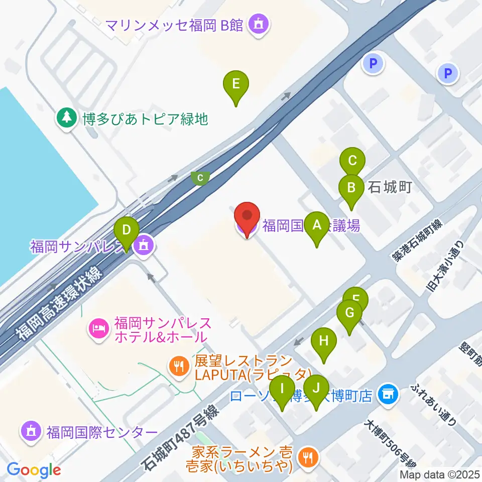 福岡国際会議場周辺の駐車場・コインパーキング一覧地図