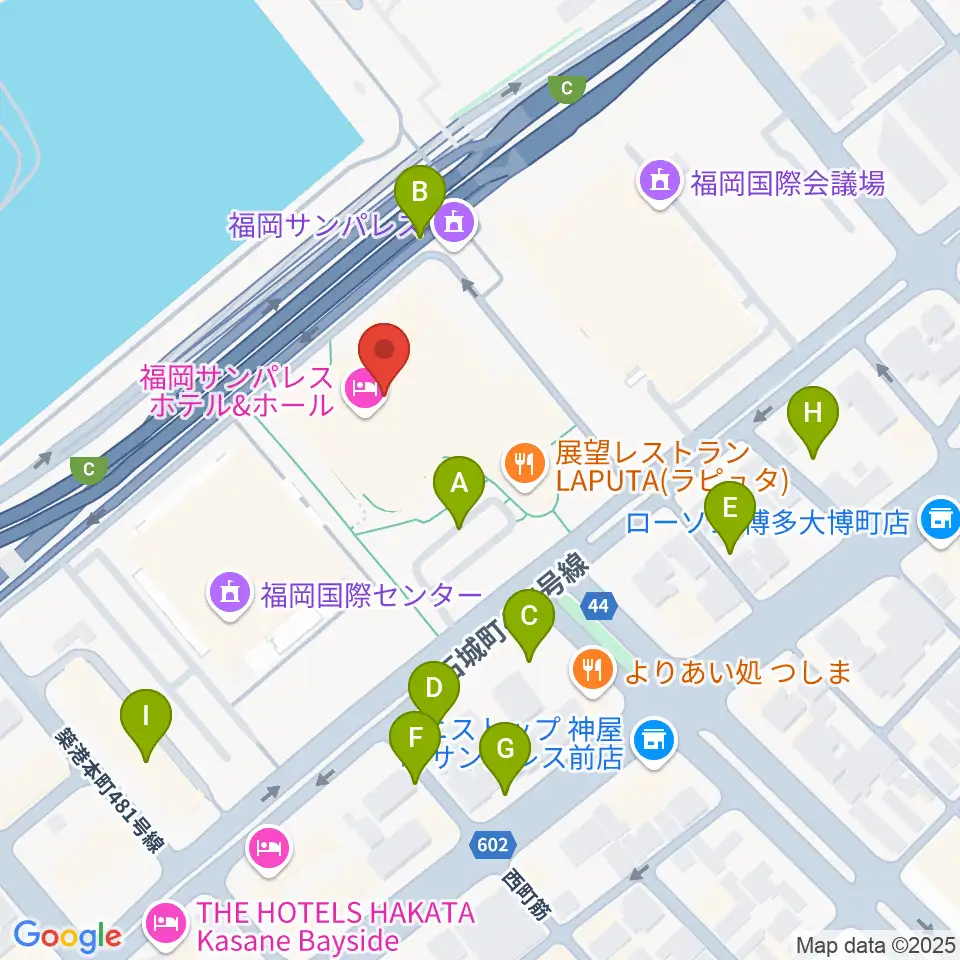 福岡サンパレス ホテル&ホール周辺の駐車場・コインパーキング一覧地図