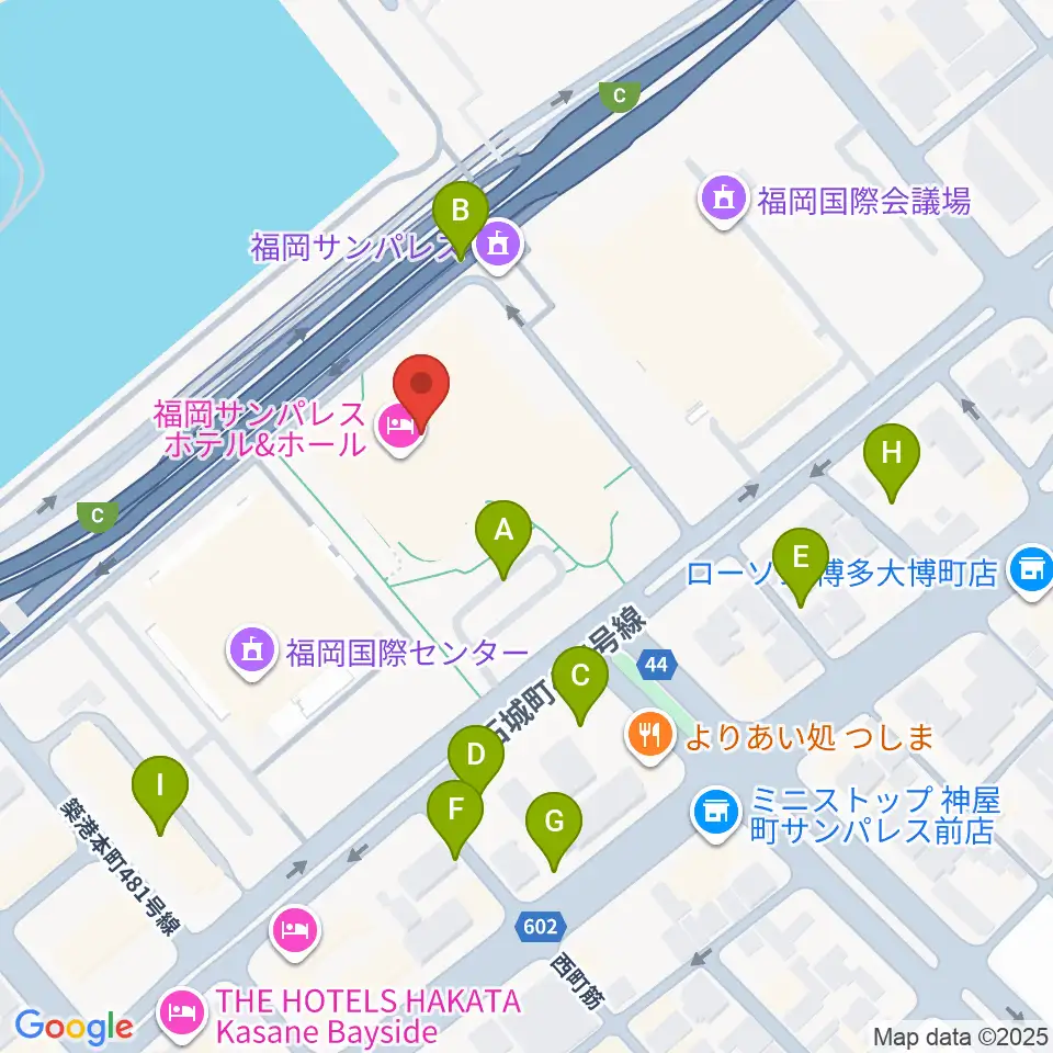 福岡サンパレス ホテル&ホール周辺の駐車場・コインパーキング一覧地図