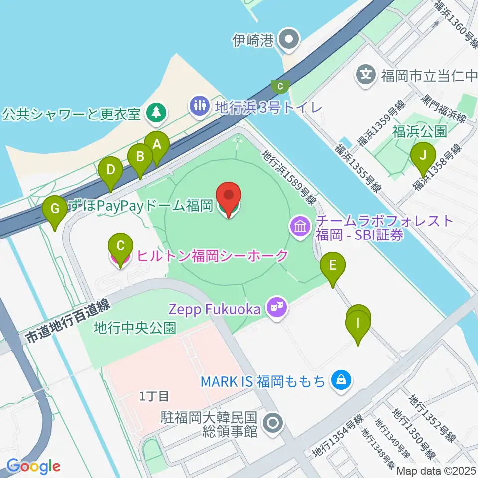 みずほPayPayドーム福岡周辺の駐車場・コインパーキング一覧地図