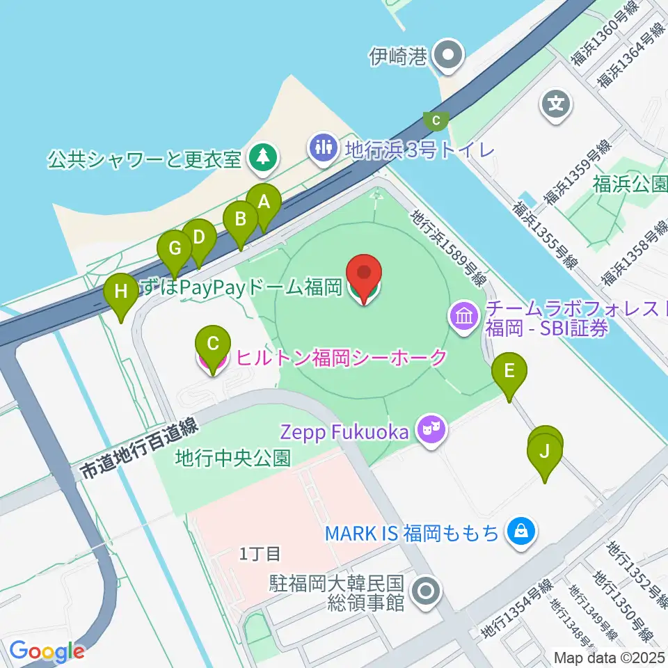 みずほPayPayドーム福岡周辺の駐車場・コインパーキング一覧地図