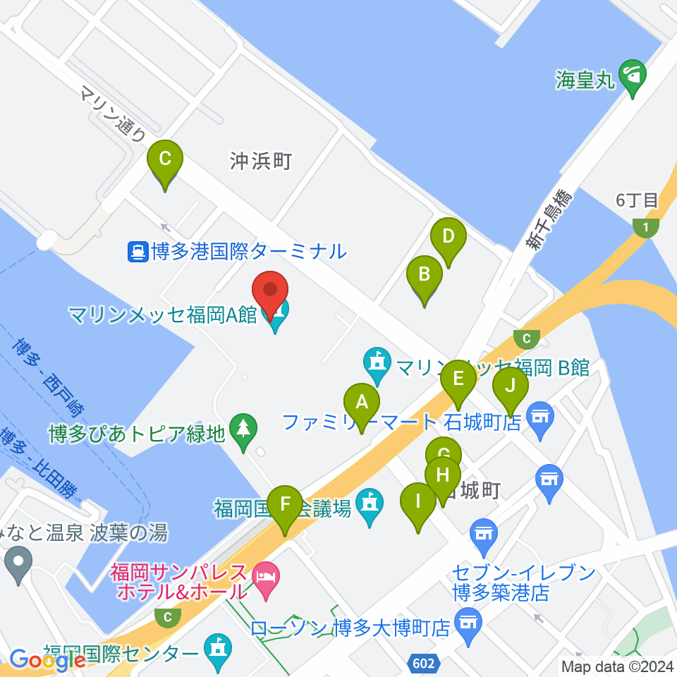 マリンメッセ福岡A館周辺の駐車場・コインパーキング一覧地図