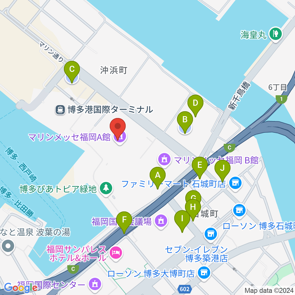 マリンメッセ福岡A館周辺の駐車場・コインパーキング一覧地図