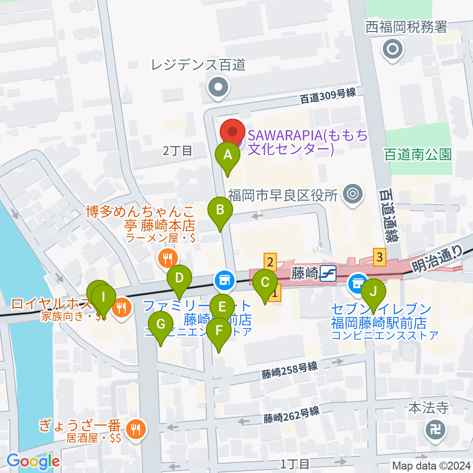 サワラピア 福岡県立ももち文化センター周辺の駐車場・コインパーキング一覧地図