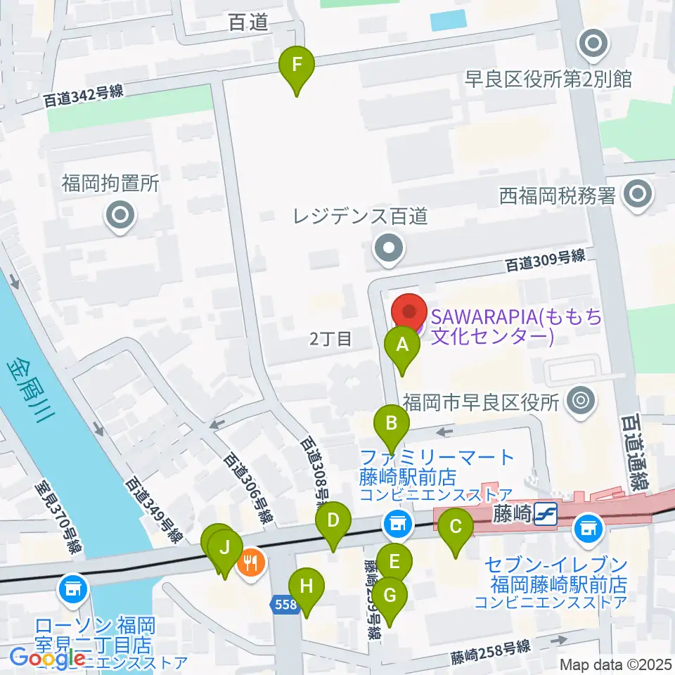 サワラピア 福岡県立ももち文化センター周辺の駐車場・コインパーキング一覧地図