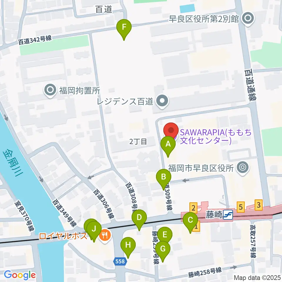 サワラピア 福岡県立ももち文化センター周辺の駐車場・コインパーキング一覧地図