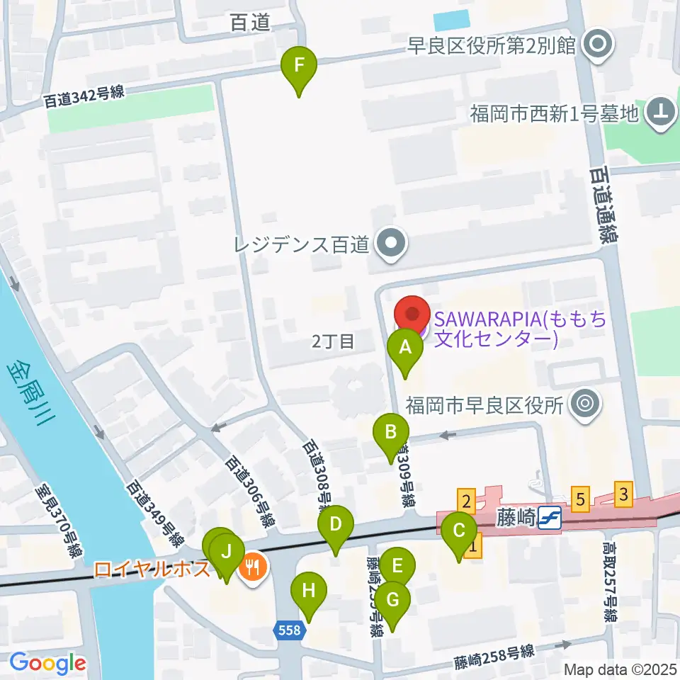 サワラピア 福岡県立ももち文化センター周辺の駐車場・コインパーキング一覧地図