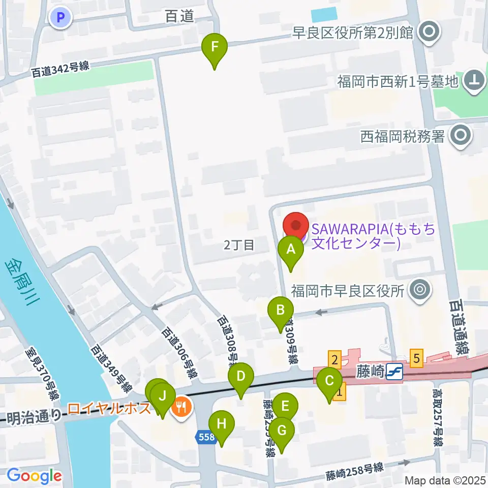 サワラピア 福岡県立ももち文化センター周辺の駐車場・コインパーキング一覧地図