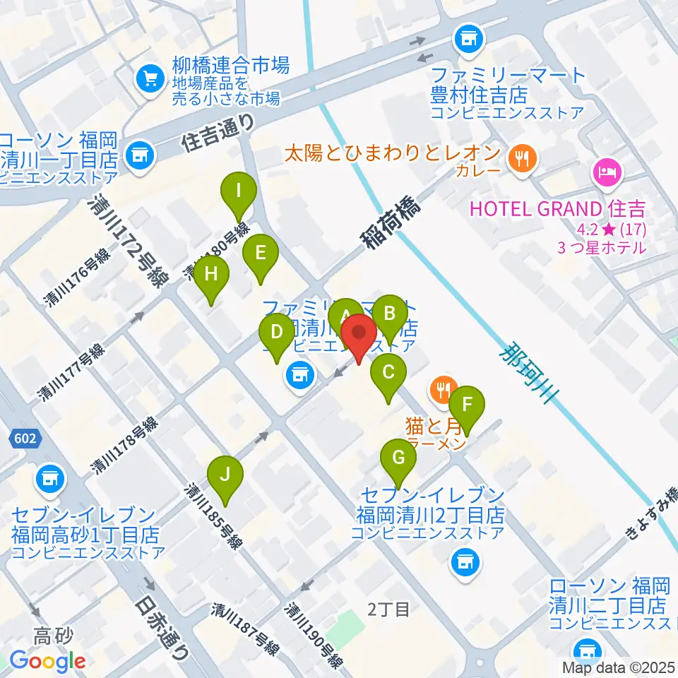 福岡UTERO周辺の駐車場・コインパーキング一覧地図