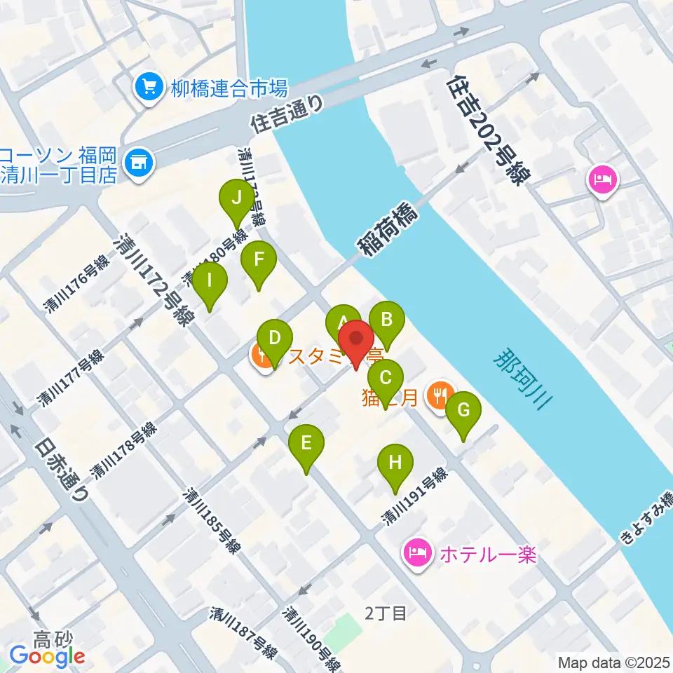 福岡UTERO周辺の駐車場・コインパーキング一覧地図