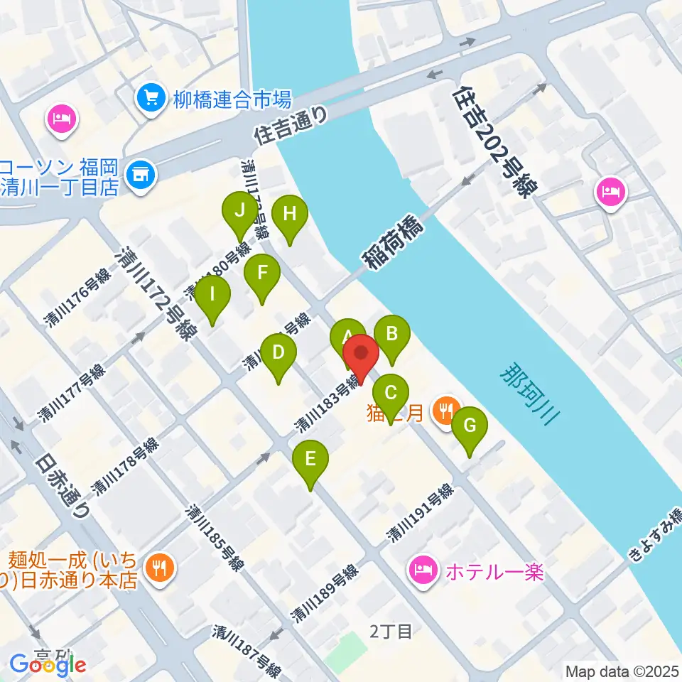 福岡UTERO周辺の駐車場・コインパーキング一覧地図