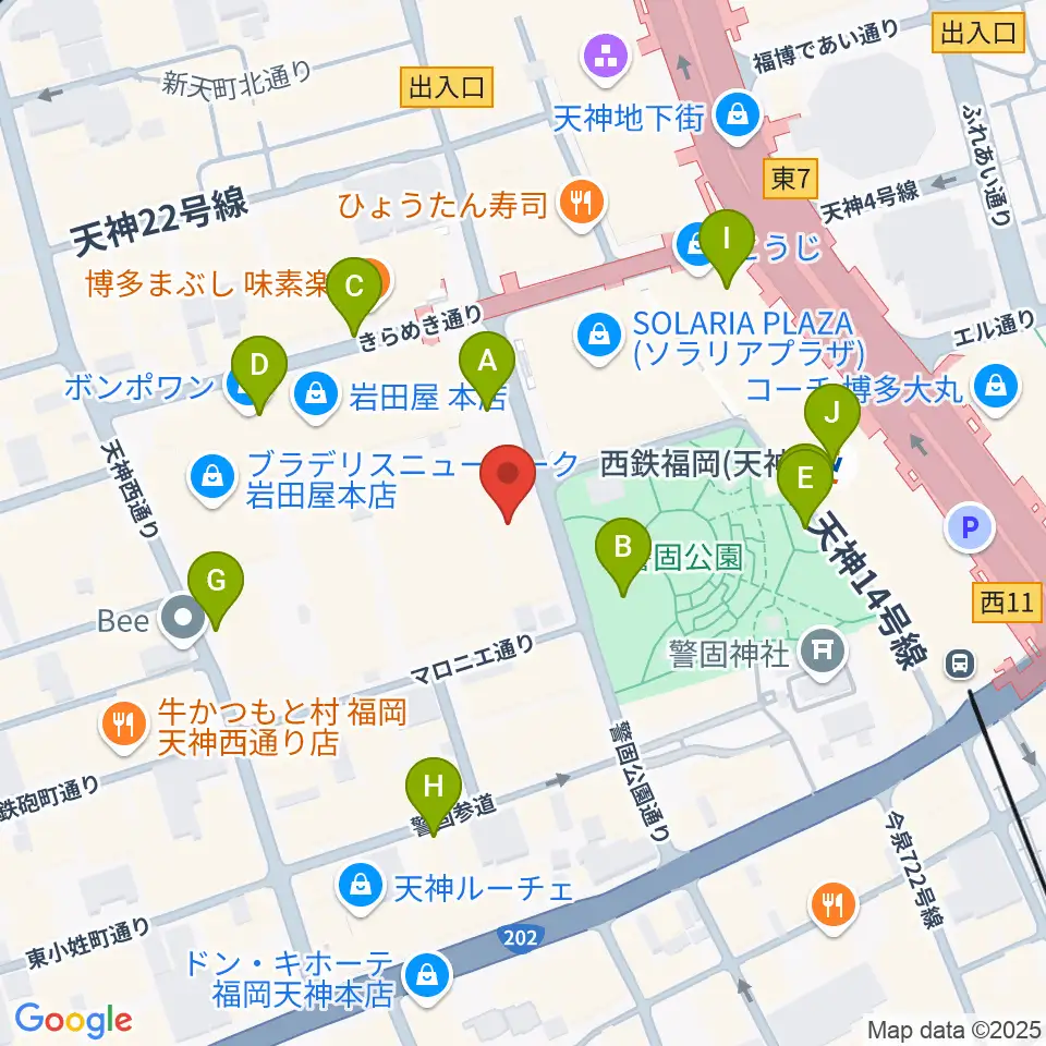 レソラNTT夢天神ホール周辺の駐車場・コインパーキング一覧地図