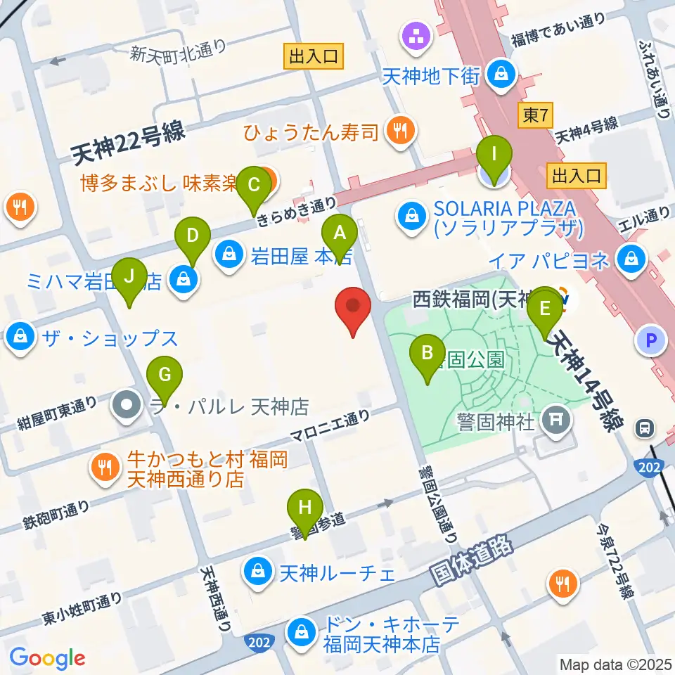 レソラNTT夢天神ホール周辺の駐車場・コインパーキング一覧地図