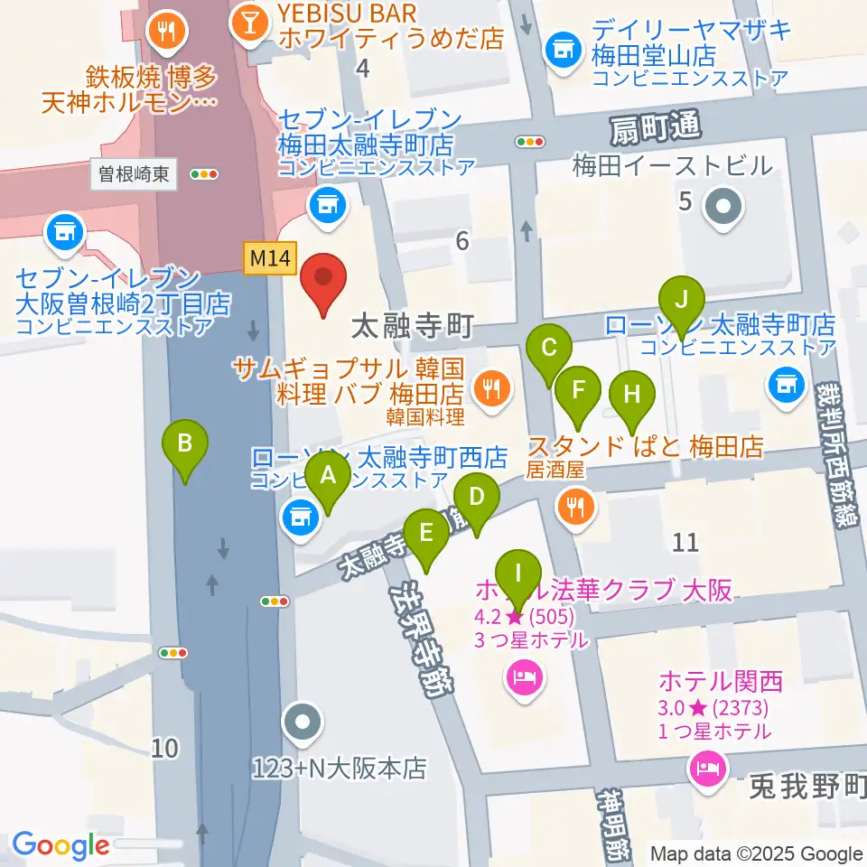 梅田クラブクアトロ周辺の駐車場・コインパーキング一覧地図