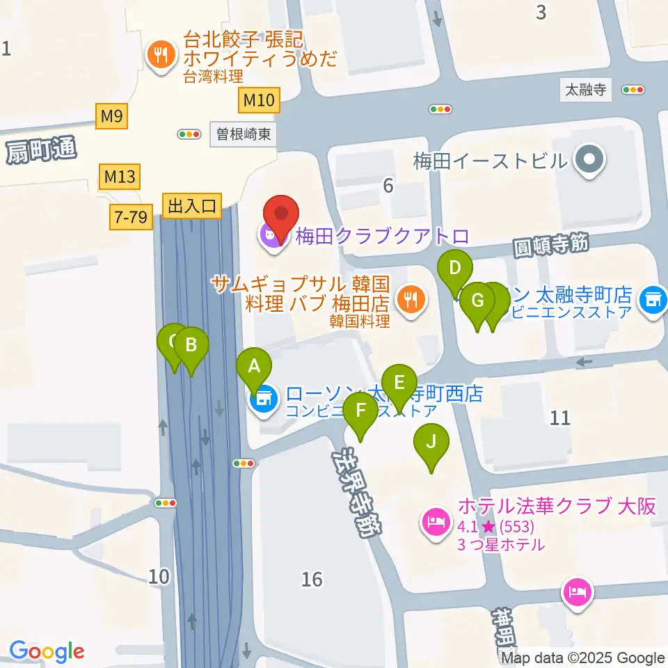 梅田クラブクアトロ周辺の駐車場・コインパーキング一覧地図