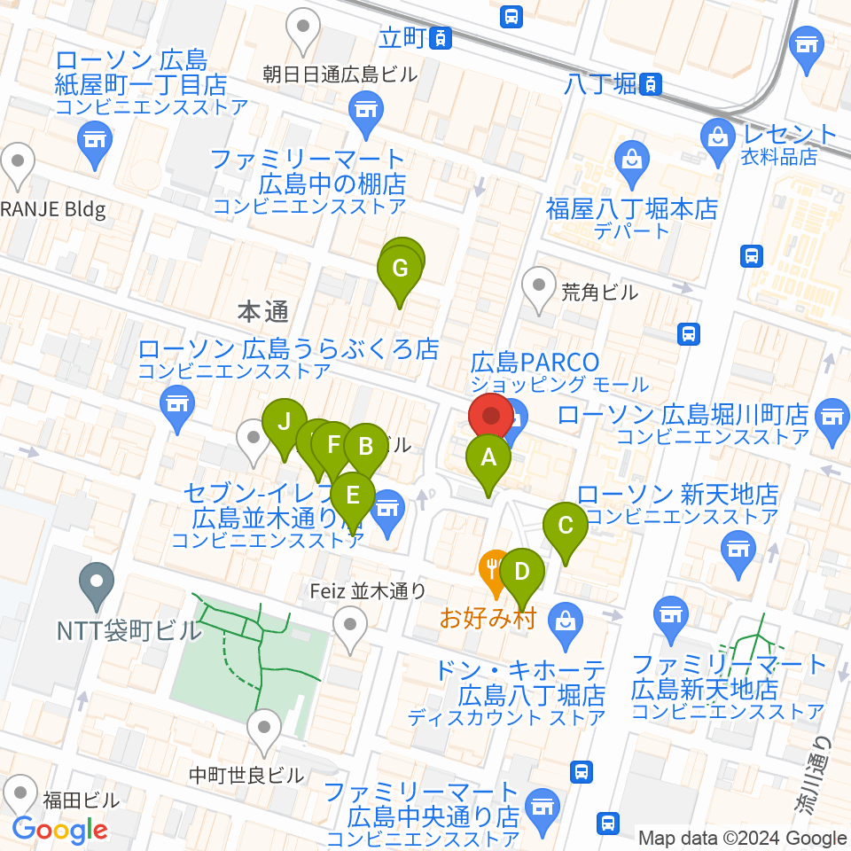 広島クラブクアトロ周辺の駐車場・コインパーキング一覧地図