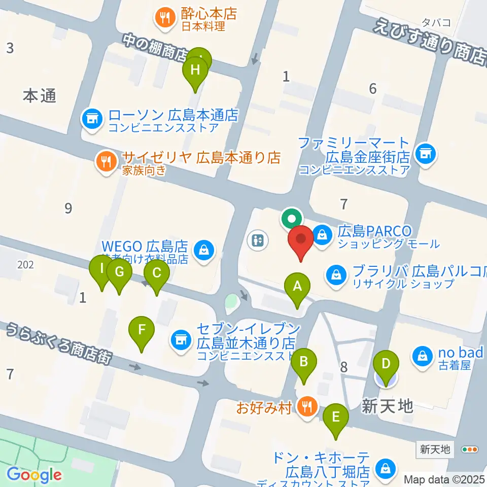 広島クラブクアトロ周辺の駐車場・コインパーキング一覧地図