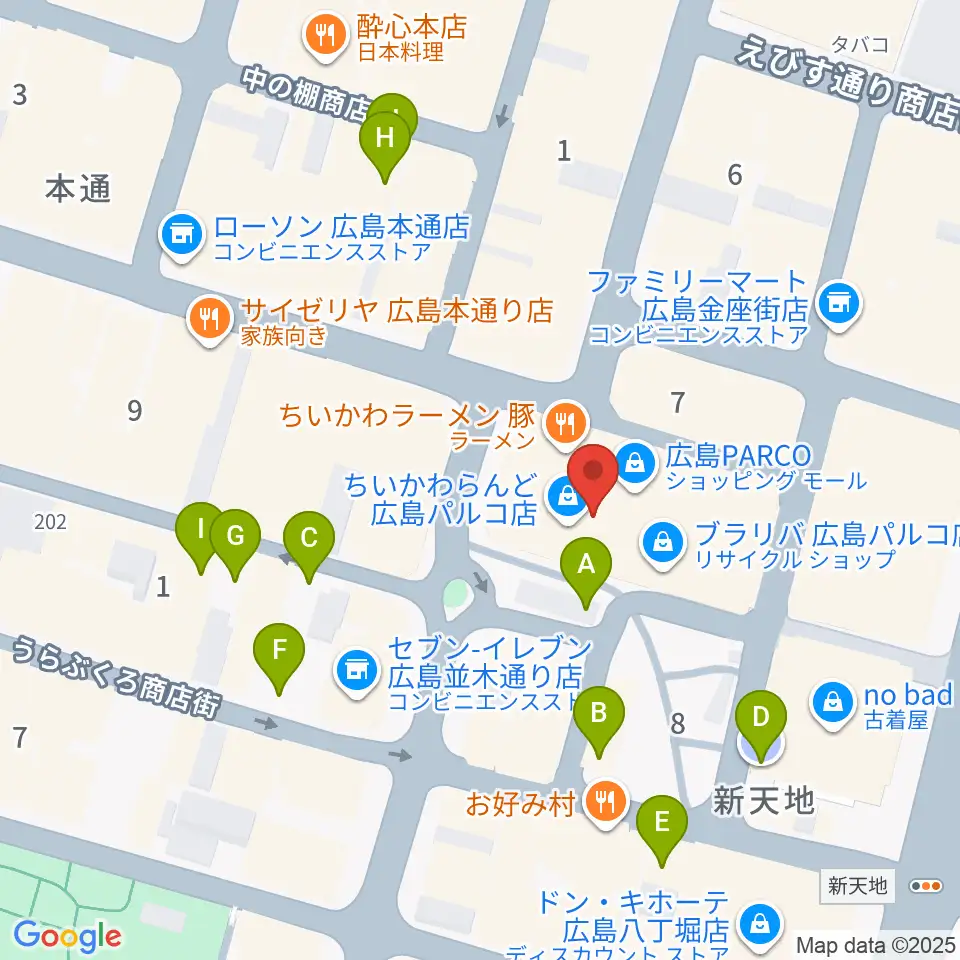 広島クラブクアトロ周辺の駐車場・コインパーキング一覧地図
