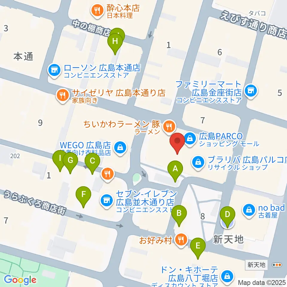 広島クラブクアトロ周辺の駐車場・コインパーキング一覧地図