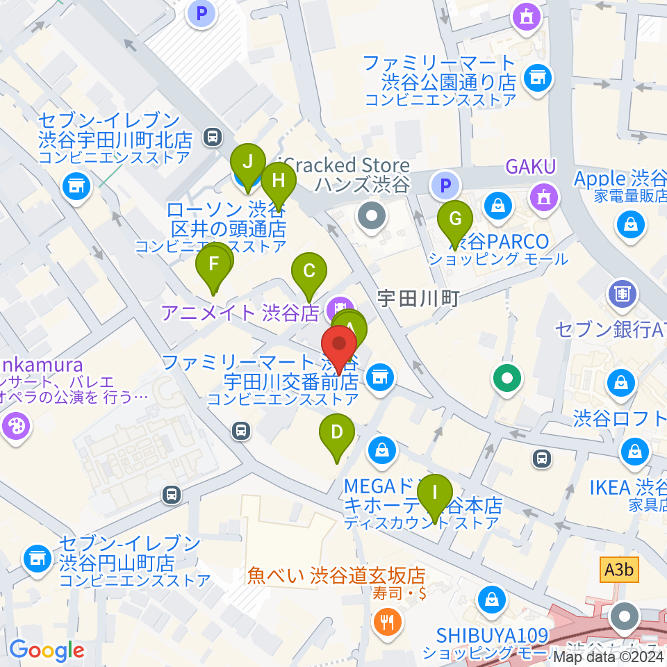 渋谷クラブクアトロ周辺の駐車場・コインパーキング一覧地図