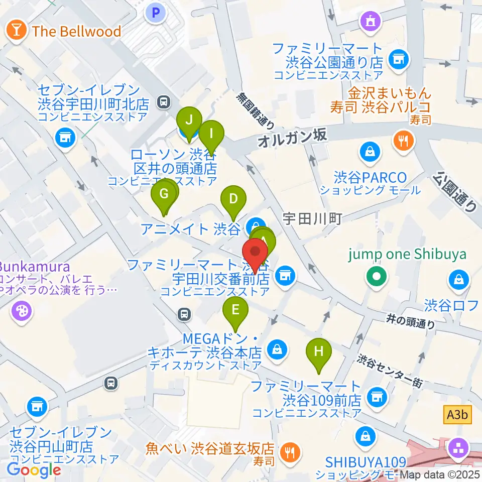 渋谷クラブクアトロ周辺の駐車場・コインパーキング一覧地図