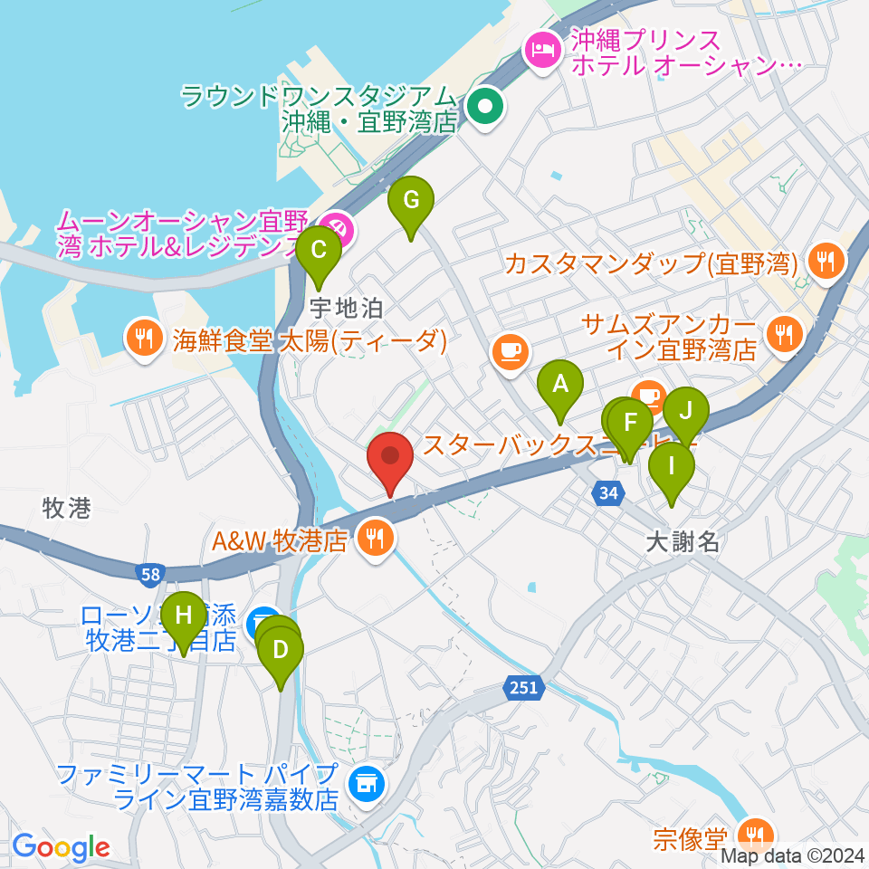 宜野湾スタジオ8528周辺の駐車場・コインパーキング一覧地図