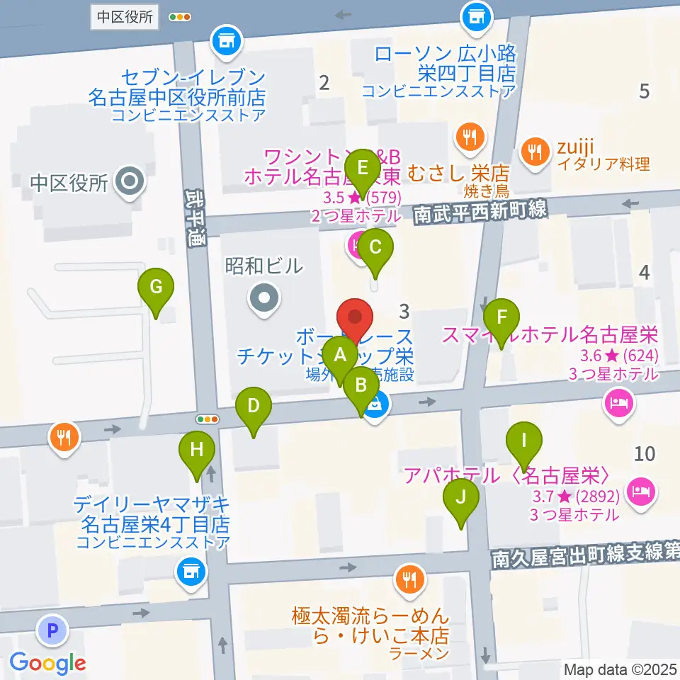 栄R.A.D周辺の駐車場・コインパーキング一覧地図