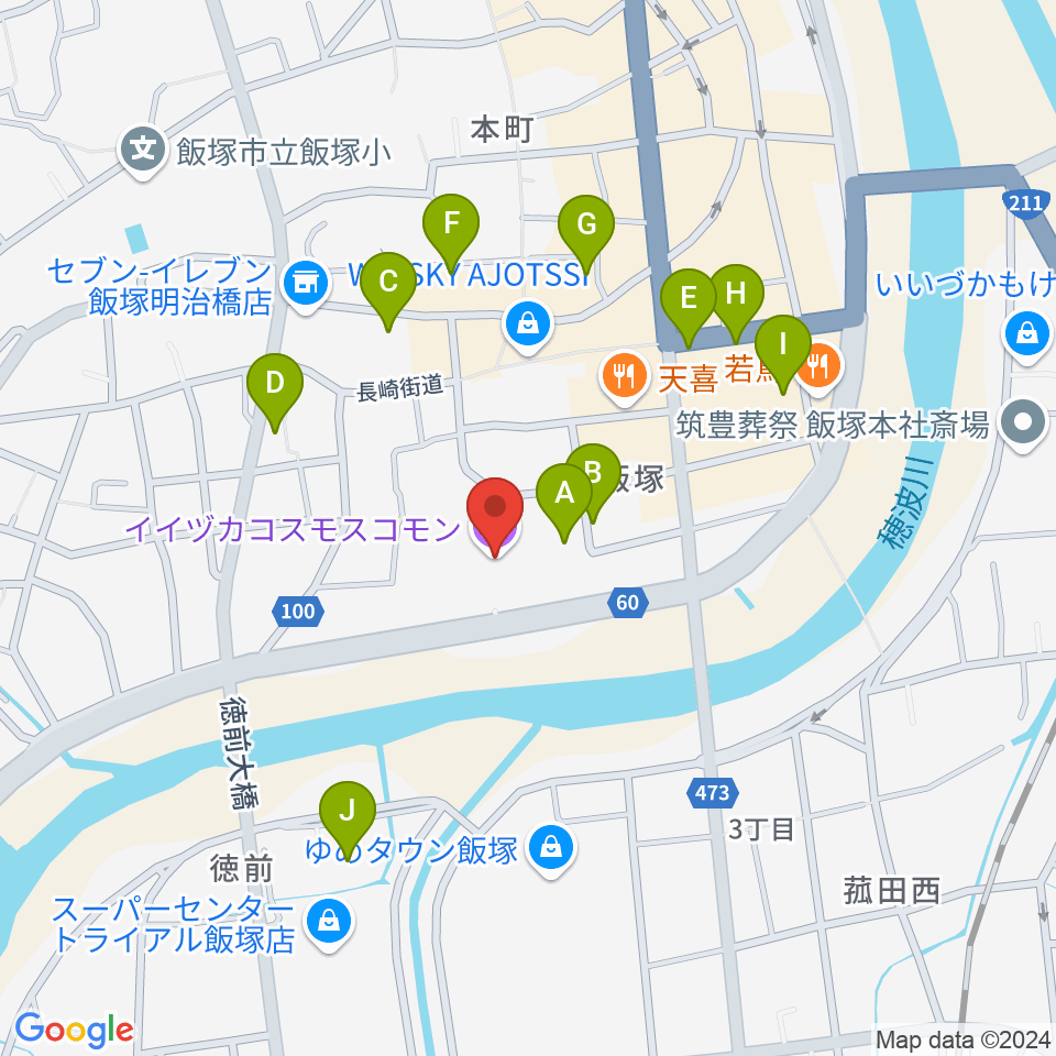 イイヅカコスモスコモン周辺の駐車場・コインパーキング一覧地図