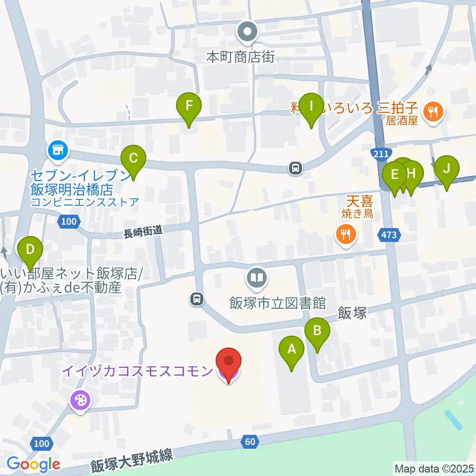 イイヅカコスモスコモン周辺の駐車場・コインパーキング一覧地図