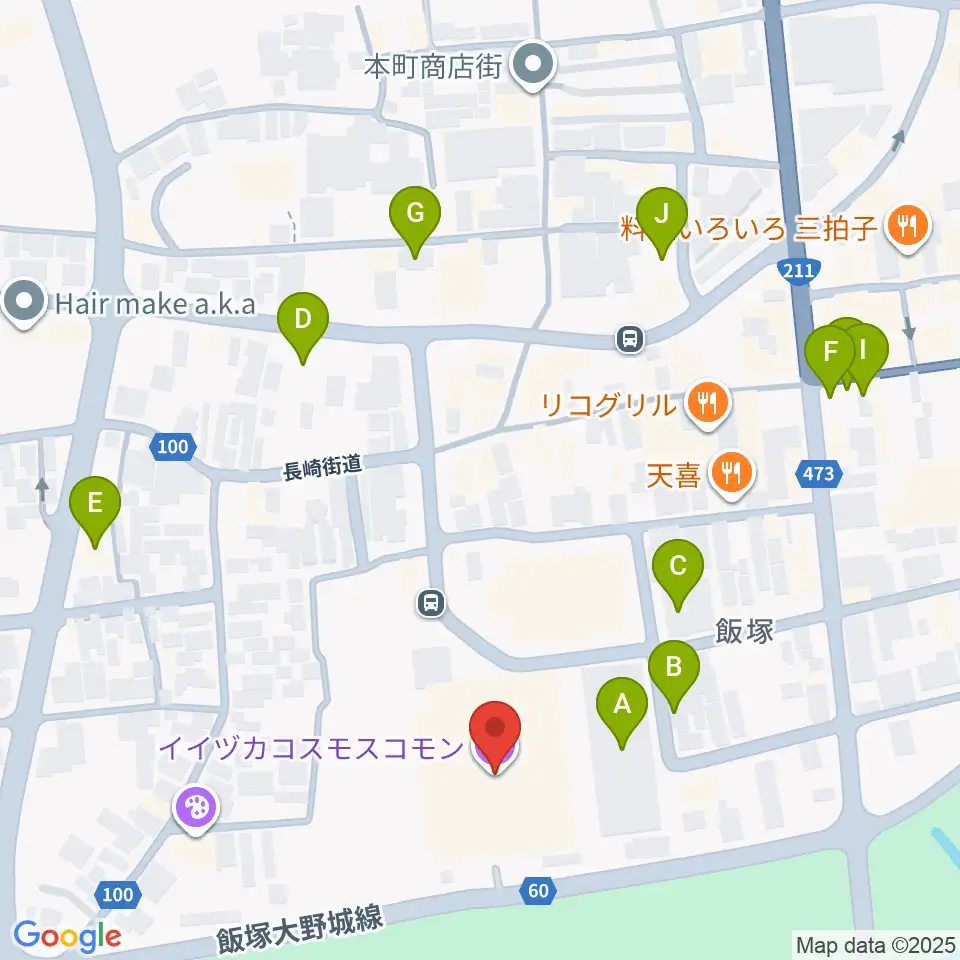 イイヅカコスモスコモン周辺の駐車場・コインパーキング一覧地図