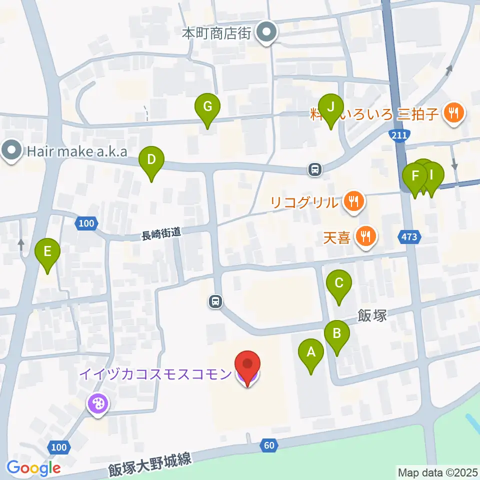 イイヅカコスモスコモン周辺の駐車場・コインパーキング一覧地図