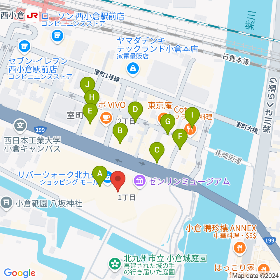 J:COM北九州芸術劇場周辺の駐車場・コインパーキング一覧地図